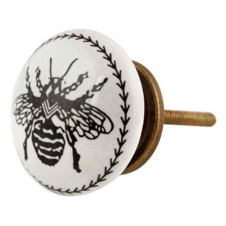 Black Bumble Bee Flat Ceramic Cabinet knobs